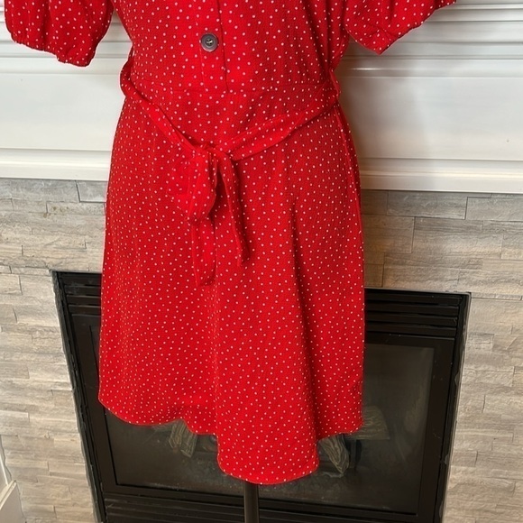 Monteau Red Polka Dot Puff Sleeve Dress - Picture 4 of 5